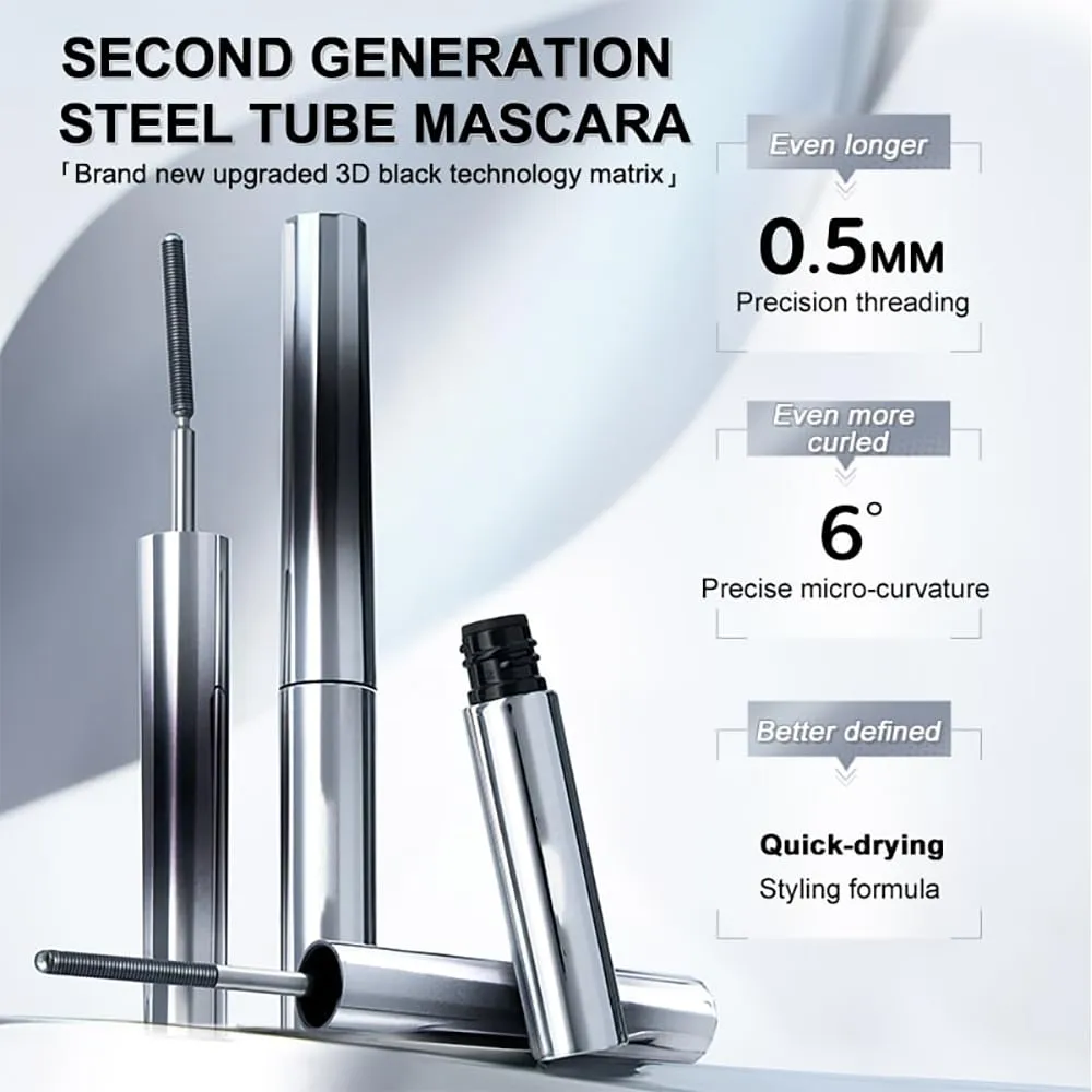 JuddyDoll 3D Curling Eyelash Iron Mascara, Metal Curling Iron Strong Mascara, Long-Lasting Volume Waterproof Smudge-Proof No Flaking (Curling Design Brown)
