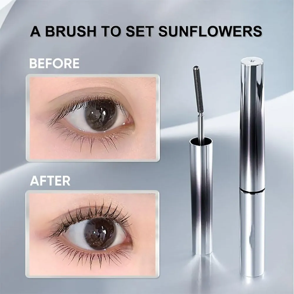 JuddyDoll 3D Curling Eyelash Iron Mascara, Metal Curling Iron Strong Mascara, Long-Lasting Volume Waterproof Smudge-Proof No Flaking (Curling Design Brown)