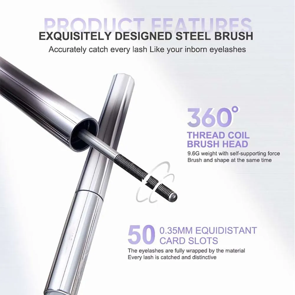 JuddyDoll 3D Curling Eyelash Iron Mascara, Metal Curling Iron Strong Mascara, Long-Lasting Volume Waterproof Smudge-Proof No Flaking (Curling Design Brown)
