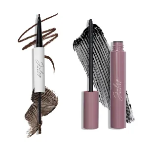 Julep 2-in-1 Eyebrow Pencil & Tinted Brow Gel - Dark Brown (Waterproof, All Day Hold)   Length Matters Buildable Lengthening Lash Mascara - Black
