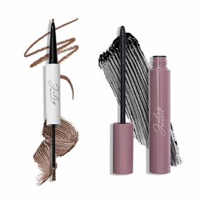 Julep 2-in-1 Eyebrow Pencil & Tinted Brow Gel - Medium Brown (Waterproof, All Day Hold)   Length Matters Buildable Lengthening Lash Mascara - Black