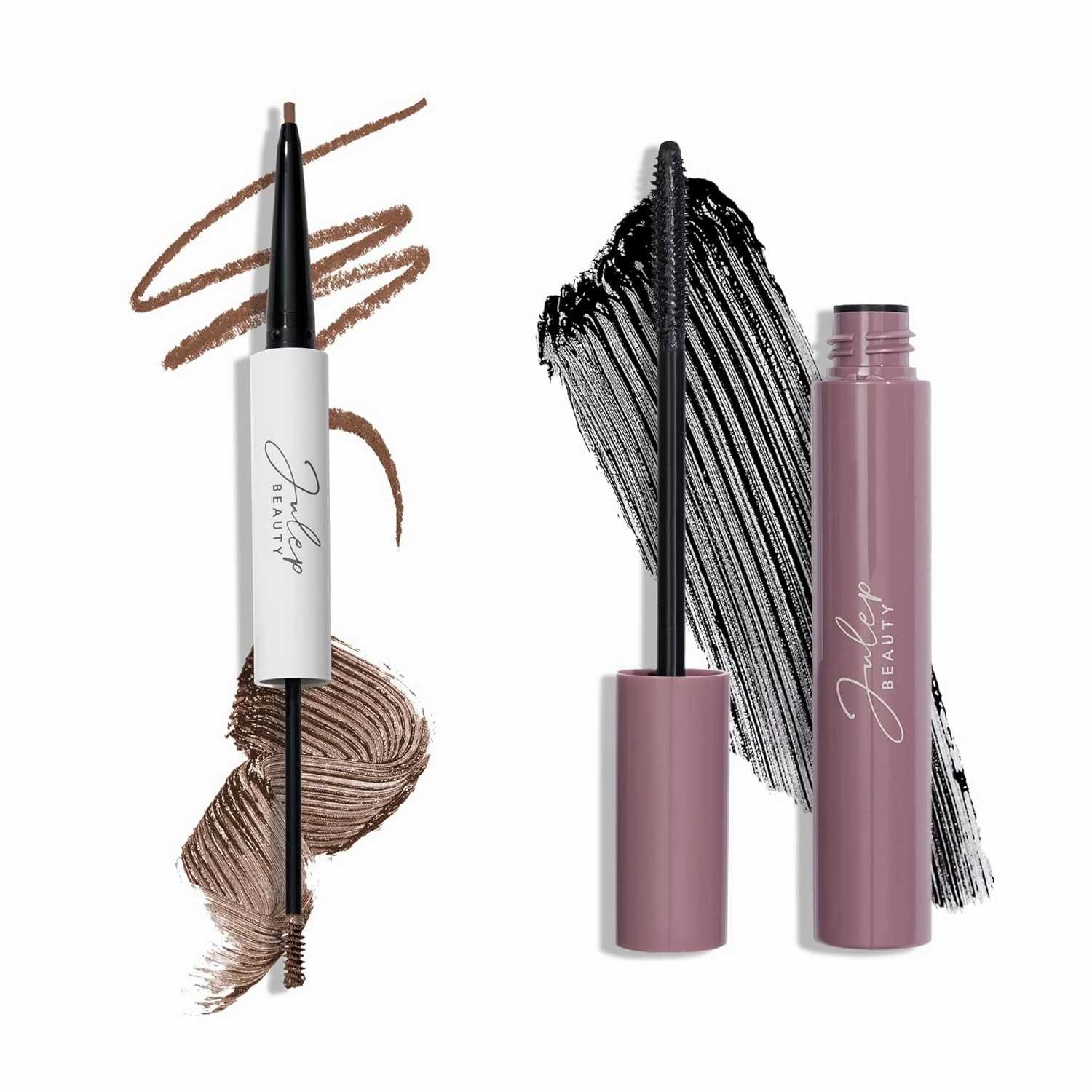 Julep 2-in-1 Eyebrow Pencil & Tinted Brow Gel - Medium Brown (Waterproof, All Day Hold)   Length Matters Buildable Lengthening Lash Mascara - Black