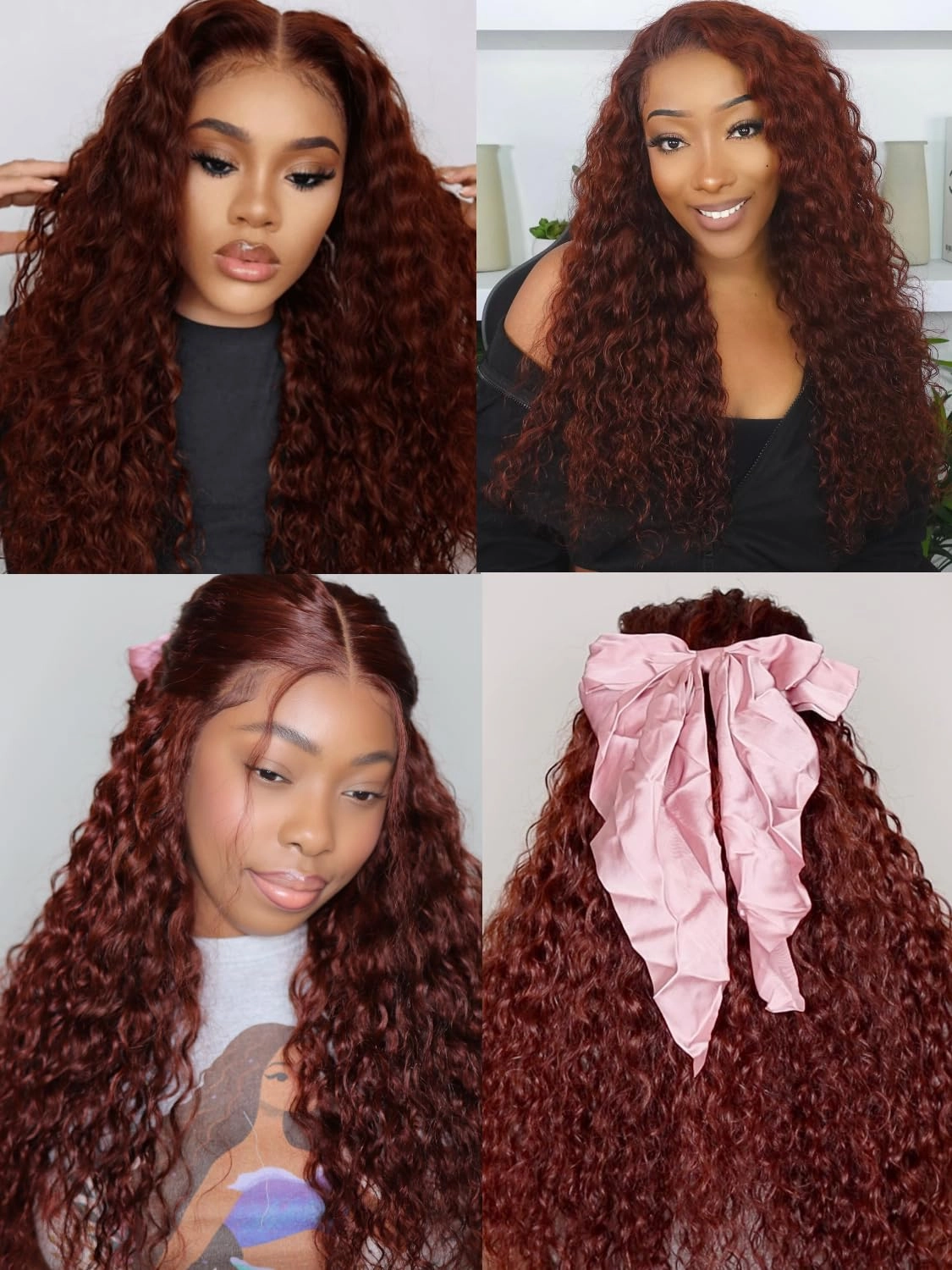 Julia Hair Water Wave Pre Everything Glueless Wig Reddish Brown 13x4 Pre Cut Lace Front Wigs Human Hair For Beginner Pre Bleached Bye Bye Knots Wig Pre Plucked Put on and Go Copper Red Color 16 Inch