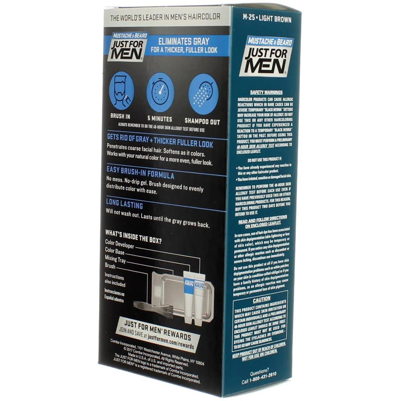 JUST FOR MEN Brush-In Color Gel, Mustache & Beard M-25 Light Brown 1 Each (Pack of 2)