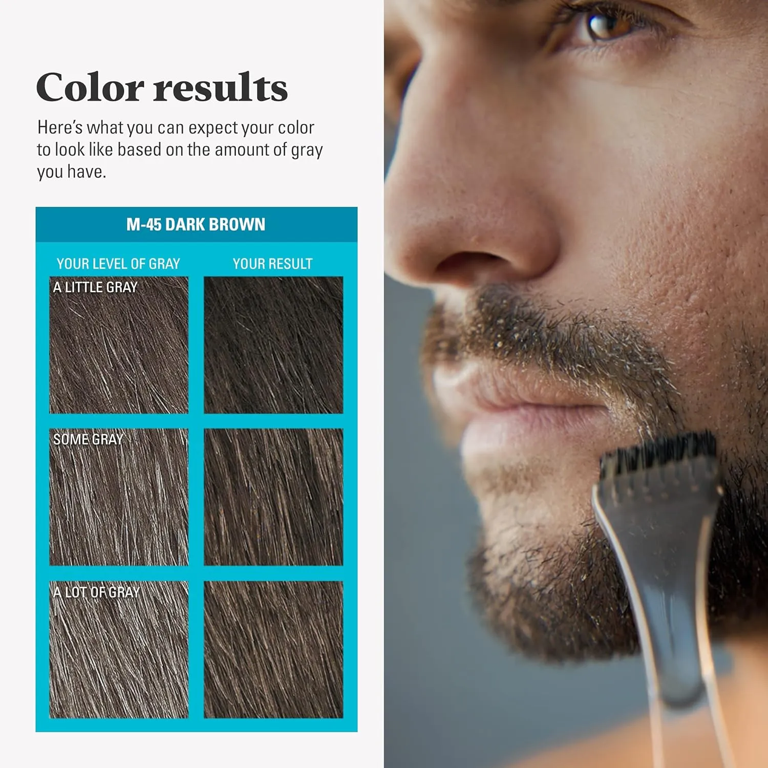 Just For Men Mustache & Beard, Beard Dye for Men with Brush Included, With Keratin Biotin Aloe and Coconut Oil for Healthy Facial Hair - Dark Brown, M-45, Pack of 3 (Packaging May Vary)