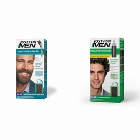 Just For Men Mustache & Beard, Beard Dye for Men with Brush Included for Easy Application & Shampoo-In Color (Formerly Original Formula), Darkest Brown, H-50, Pack of 1
