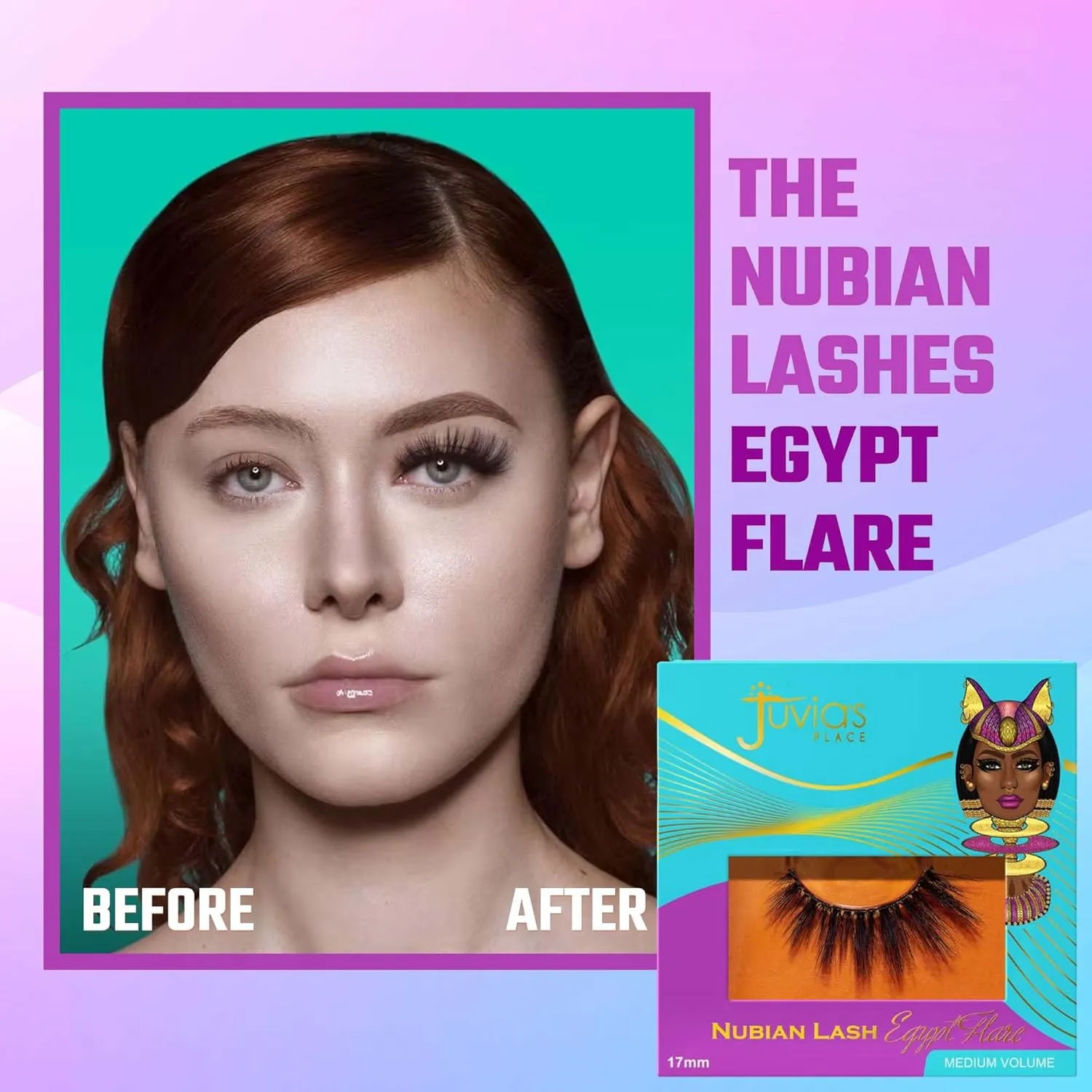 Juvia's Place Egypt Flare Nubian Eye Lashes, Silk Hairs, Day, Night, Long Lasting, Cruelty Free, Vegan
