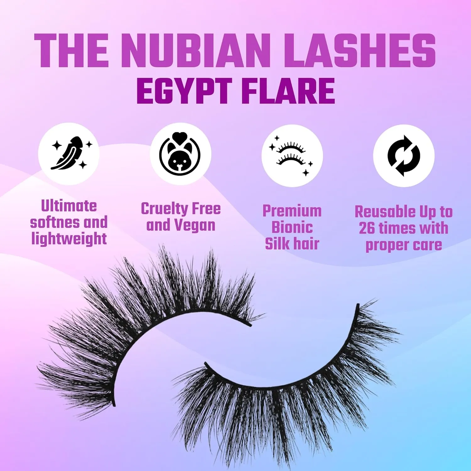 Juvia's Place Egypt Flare Nubian Eye Lashes, Silk Hairs, Day, Night, Long Lasting, Cruelty Free, Vegan