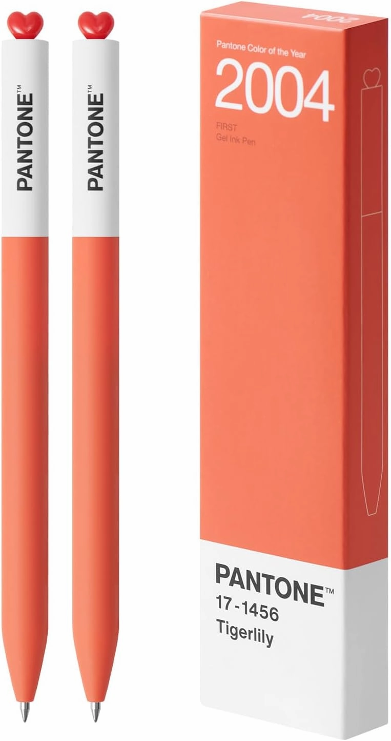 Kaco FIRST Gel Pens 2 Pieces with Black Ink, 0.5 mm Fine Point, Smooth Writing Experience, Aesthetic Cute Stationery for Journaling, Note Taking Pens (2004 Tigerlily)
