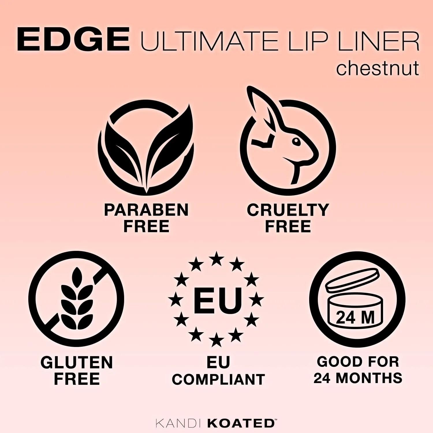Kandi Koated Edge Lip Liner Pencil [Chestnut] | Paraben-Free, Cruelty-Free Formula with Vitamin E and C | Beauty & Makeup