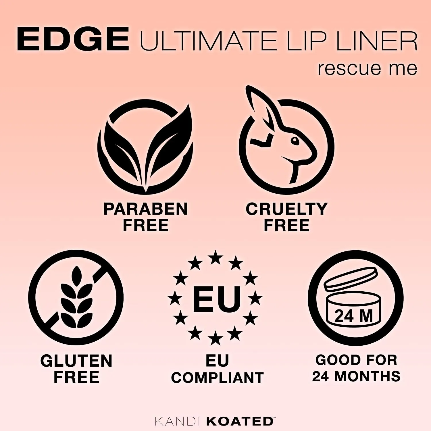 Kandi Koated Edge Lip Liner Pencil [Rescue Me] | Paraben-Free, Cruelty-Free Formula with Vitamin E and C | Beauty & Makeup
