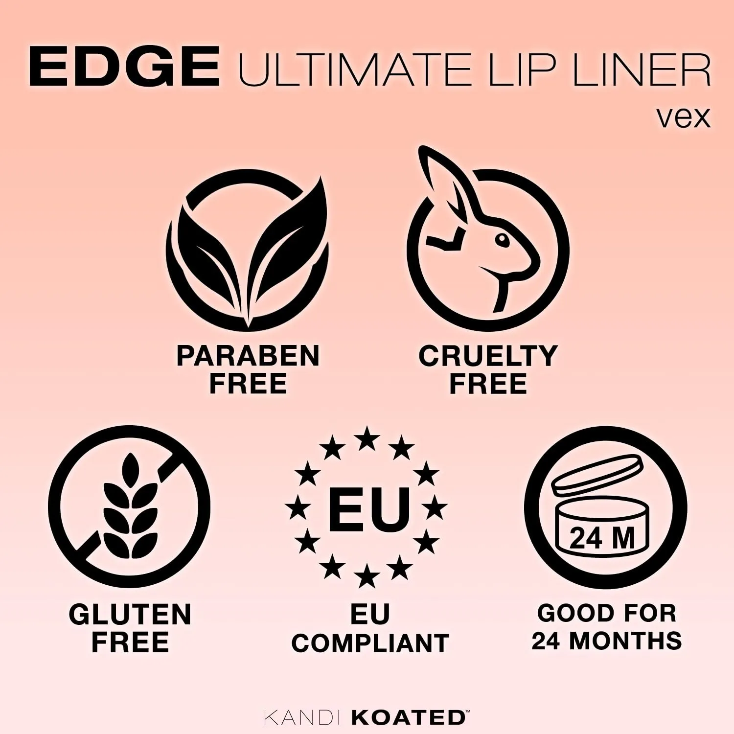 Kandi Koated Edge Lip Liner Pencil [Vex] Lip Liner | Paraben-Free, Cruelty-Free Formula with Vitamin E and C | Beauty & Makeup