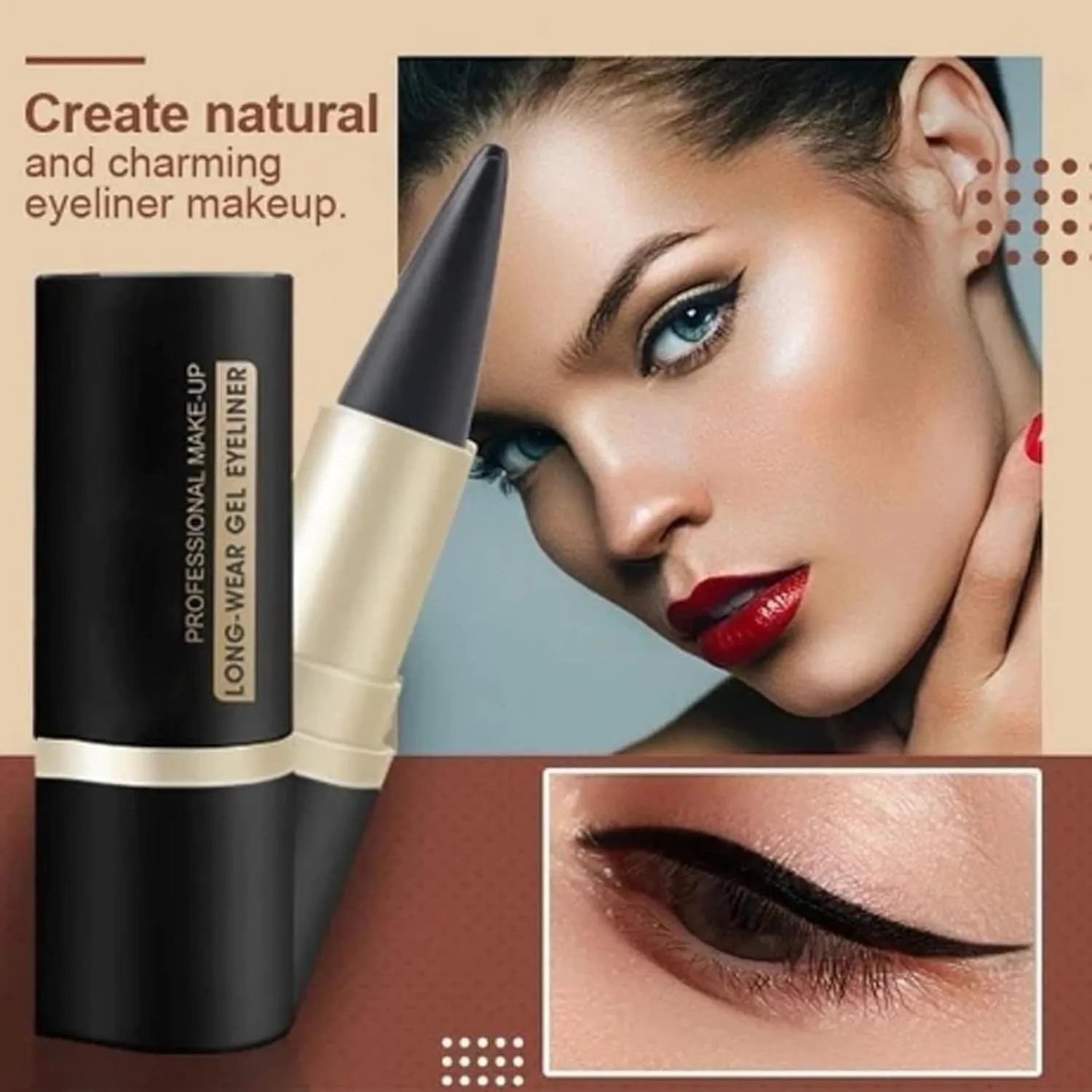 Kaylines Natural Black Eyeliner Cream - Waterproof Long Wear Gel & Liquid Eyeliner (03#   04#)