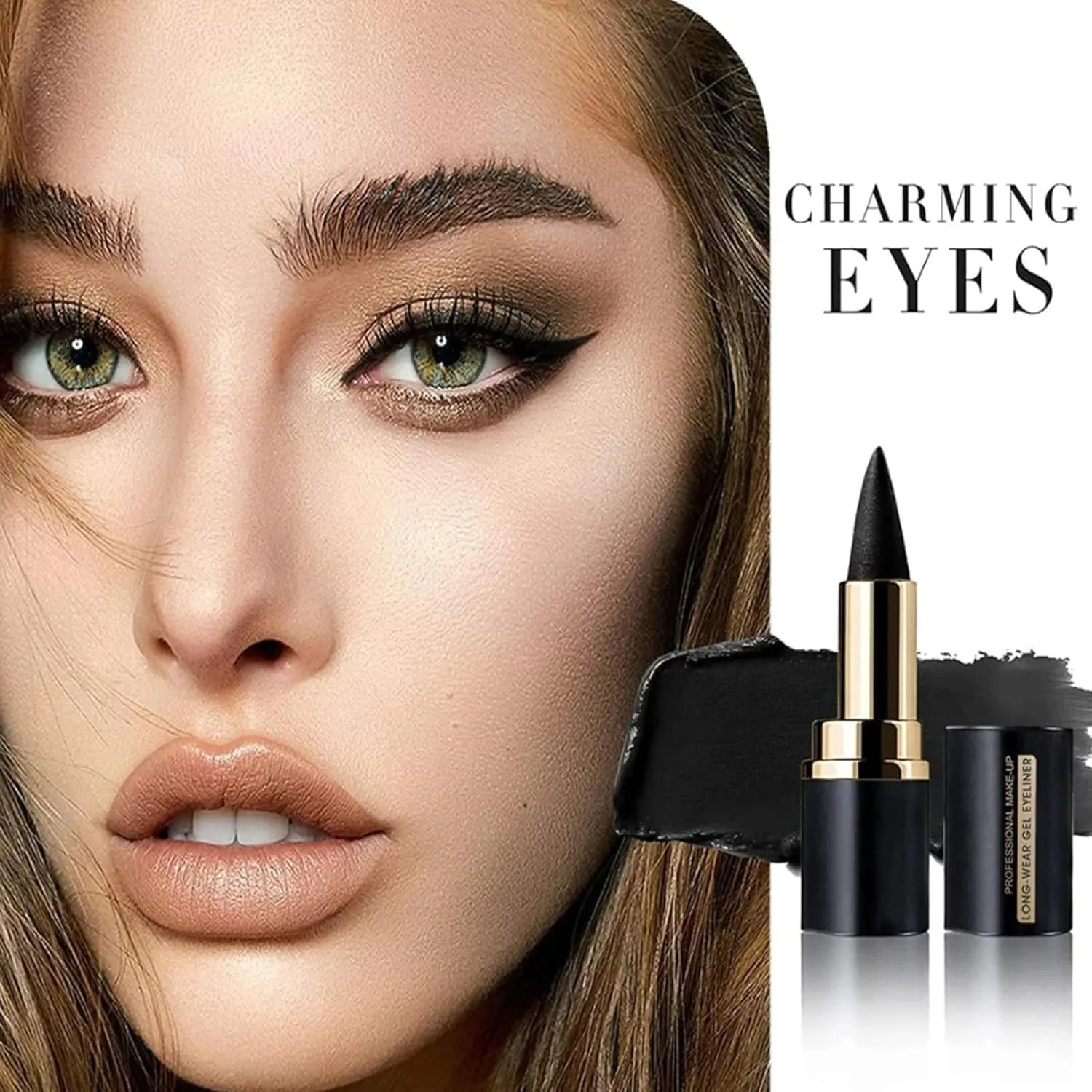 Kaylines Natural Black Eyeliner Cream - Waterproof Long Wear Gel & Liquid Eyeliner (03#   04#)