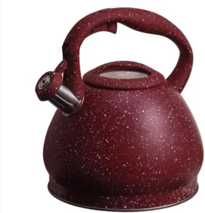 Kettle for Stove Top Stove Kettle Stainless Steel Kettle Creative Whistling Teapot with Wood Grain Silicone Paint Linked Handle Kitchen Supplies Teapots