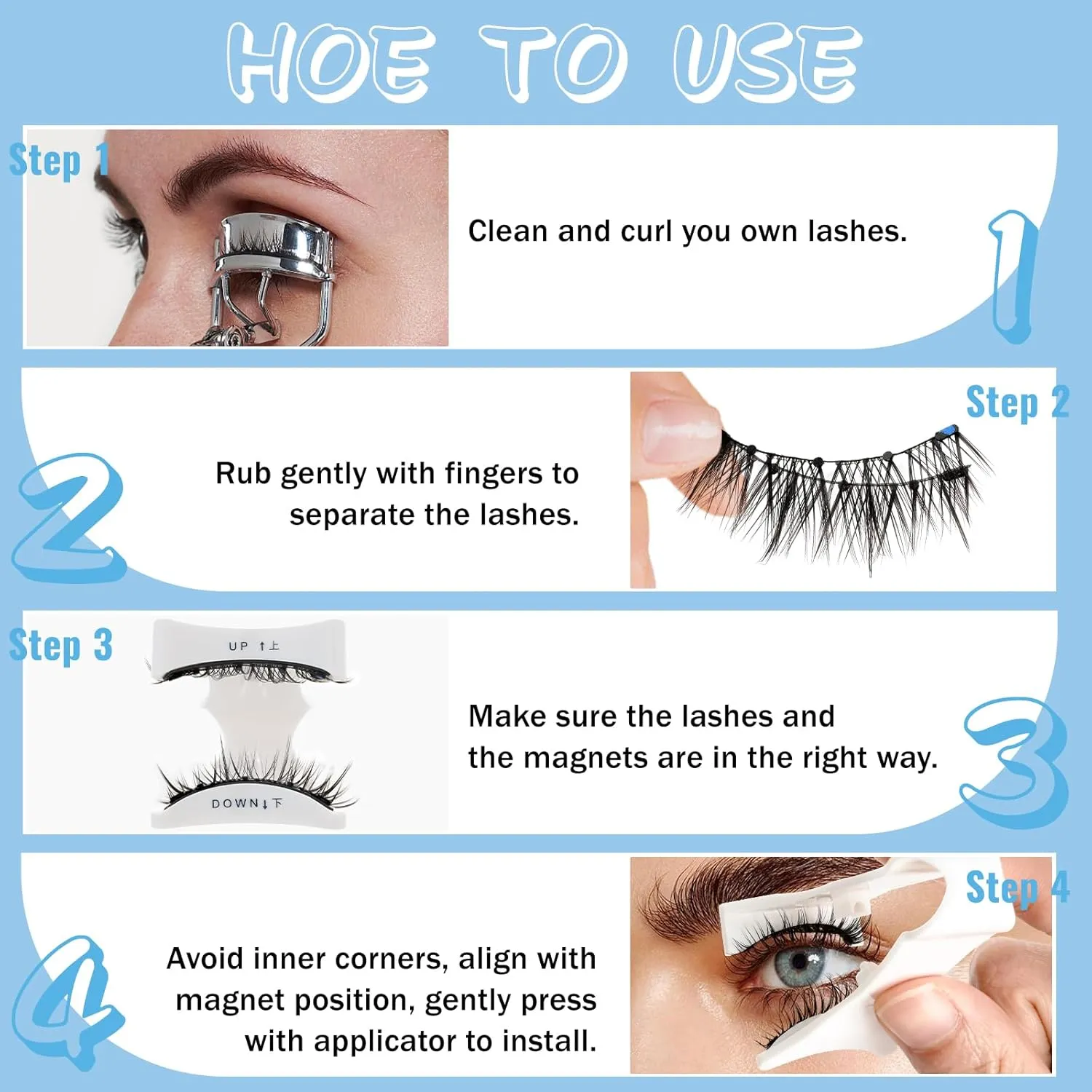 KevKev 2Pairs Magnetic Eyelashes Magnetic Lashes Kit Smaller Magnets False Eyelashes without Eyeliner Reusable No Glue Needed Magnetic Eyelashes Kit with Applicator Easy to Wear and Remove Readily