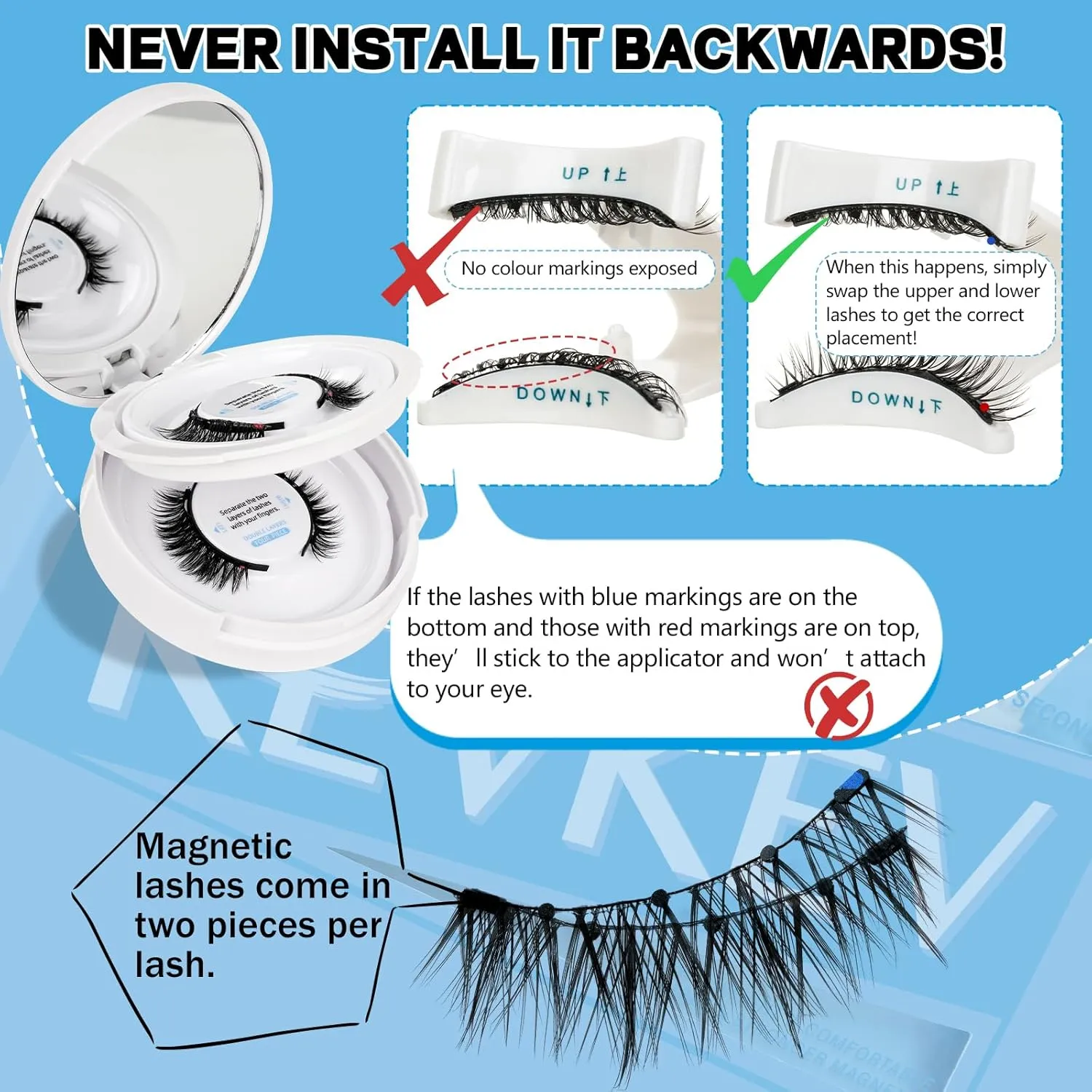 KevKev 2Pairs Magnetic Eyelashes Magnetic Lashes Kit Smaller Magnets False Eyelashes without Eyeliner Reusable No Glue Needed Magnetic Eyelashes Kit with Applicator Easy to Wear and Remove Readily