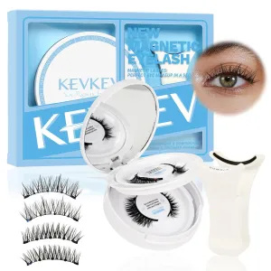 KevKev 2Pairs Magnetic Eyelashes Magnetic Lashes Kit Smaller Magnets False Eyelashes without Eyeliner Reusable No Glue Needed Magnetic Eyelashes Kit with Applicator Easy to Wear and Remove Readily