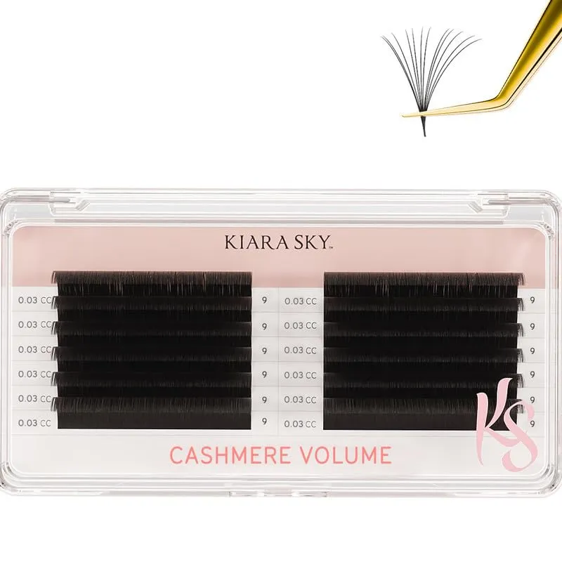 KIARA SKY LASH Cashmere Volume Lash Extensions | Premium Cashmere Lash Extensions | Soft Semi-matte natural finish | For Professional Eyelash Extensions Use Only | Black (CC-0.03-9mm)