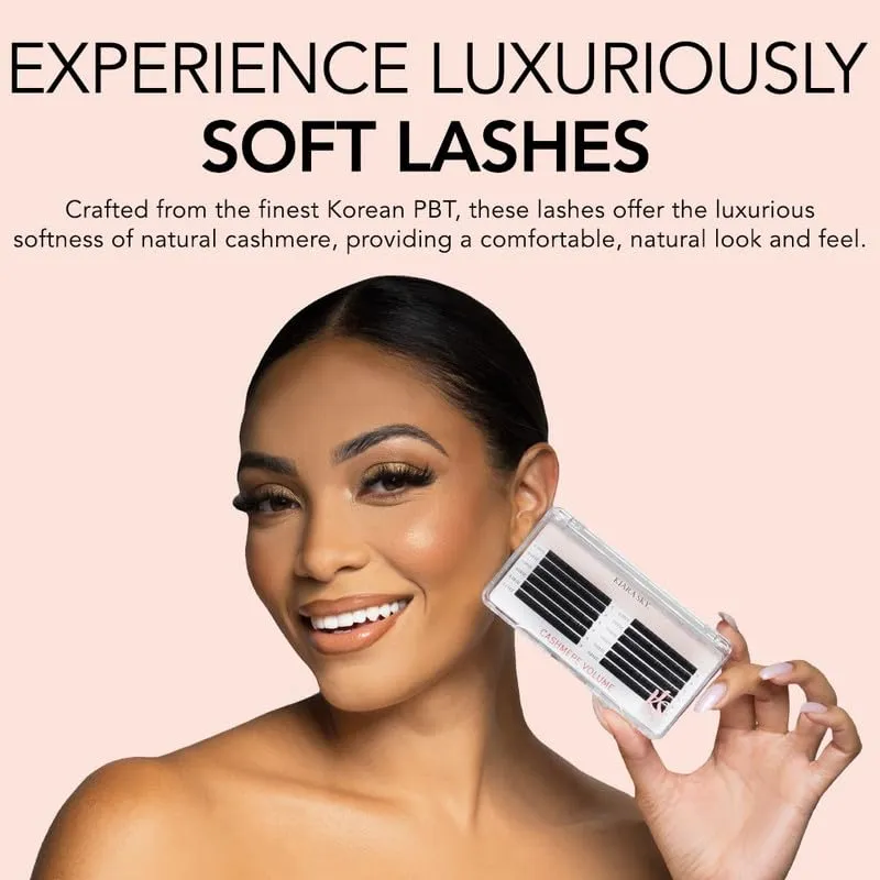 KIARA SKY LASH Cashmere Volume Lash Extensions | Premium Cashmere Lash Extensions | Soft Semi-matte natural finish | For Professional Eyelash Extensions Use Only | Black (CC-0.03-9mm)