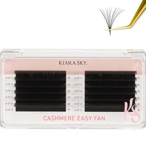 KIARA SKY LASH Premium Cashmere Easy Fan Lash Extensions | Soft Semi-matte natural finish | Fans like Butter | For Professional Eyelash Extensions Use Only | Black, (D-0.07-12MM)