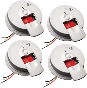 Kidde 21007588 Hardwired Interconnectable 120-Volt Smoke Alarm with Battery Backup, 4-Pack