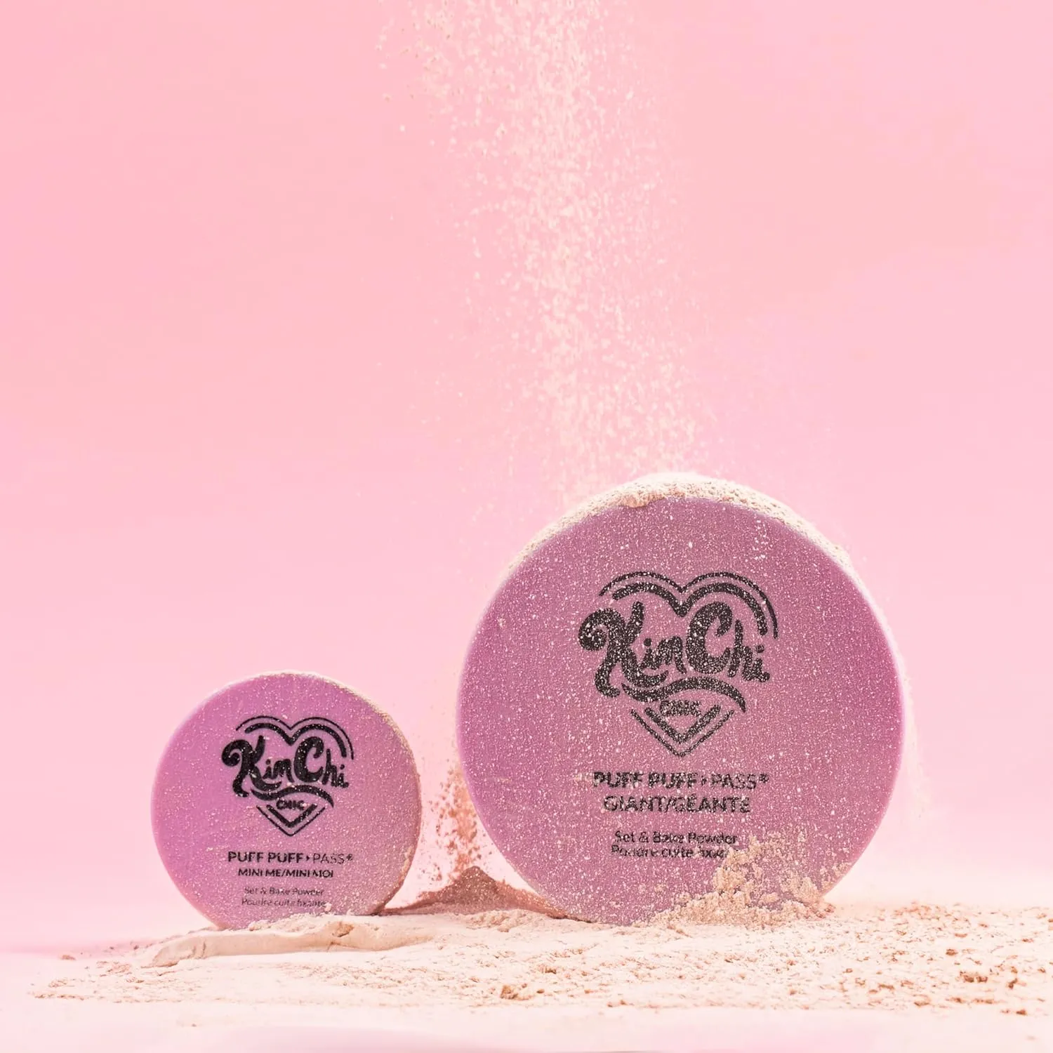 KimChi Chic Giant Puff Puff Pass Set & Bake Powder - Loose Setting Powder with Rice & Vitamin E, Finely Milled for All Day Wear, Translucent 80g