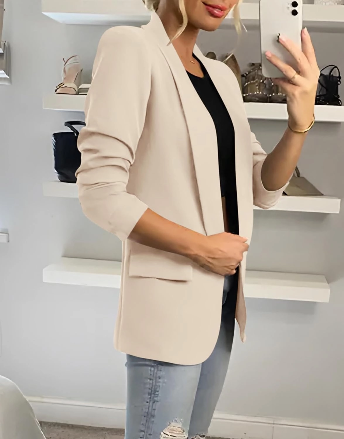 KIRUNDO Womens Blazer 2025 Spring Fall Bussiness Casual Long Sleeve Open Front Work Office Dressy Suit Jackets with Pockets
