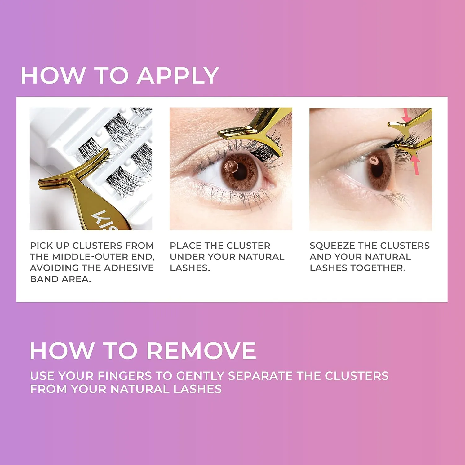 KISS imPRESS Falsies False Eyelashes, Lash Clusters, 'Voluminous', 14 mm, Includes 20 Clusters, 1 applicator, Contact Lens Friendly, Easy to Apply, Reusable Strip Lashes