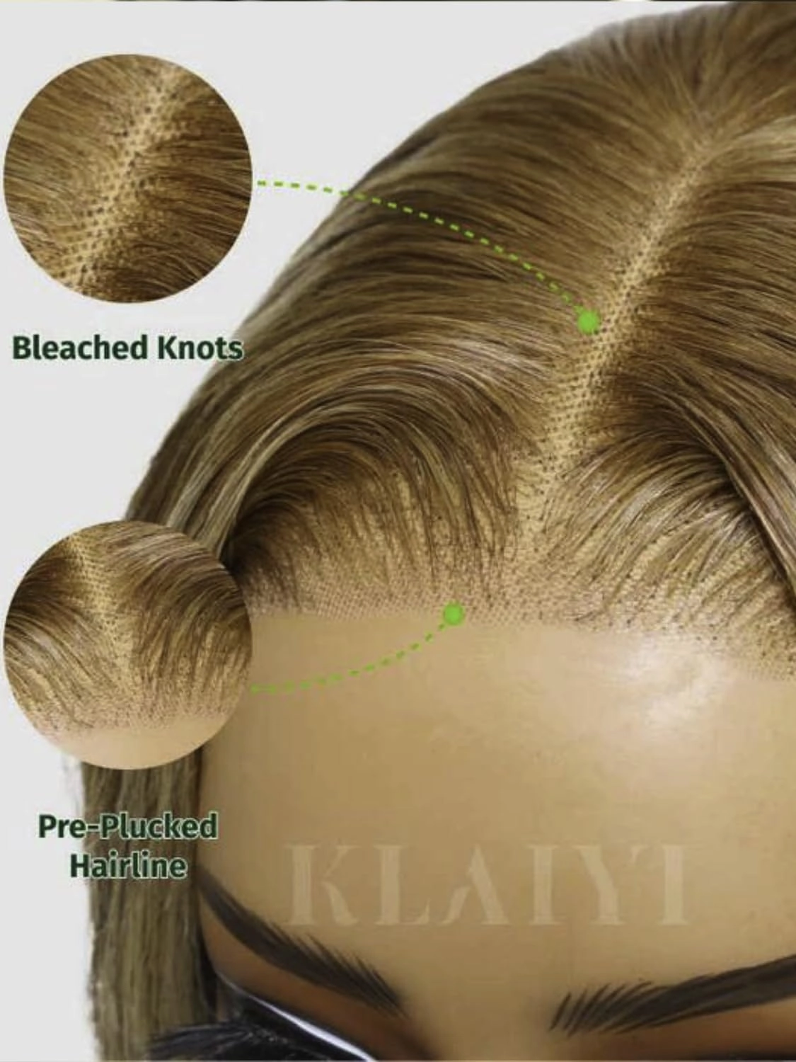 KLAIYI Bye Bye Knots Glueless Wig Highlight Blonde Body Wave Pre Cut 7x5 HD Lace Front Wigs Human Hair Pre Plucked Pre Bleached Pre Everything Wear and Go Wig 12A Ombre Brown 30S Ready To Wear 26Inch