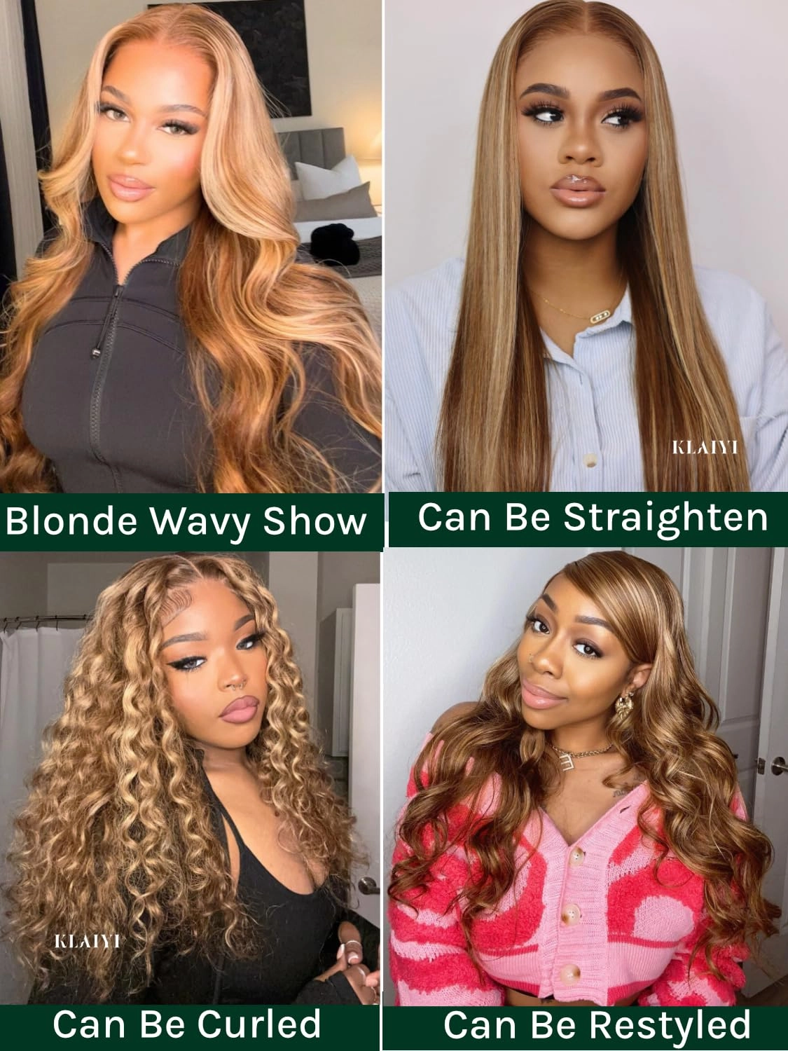 KLAIYI Bye Bye Knots Glueless Wig Highlight Blonde Body Wave Pre Cut 7x5 HD Lace Front Wigs Human Hair Pre Plucked Pre Bleached Pre Everything Wear and Go Wig 12A Ombre Brown 30S Ready To Wear 26Inch