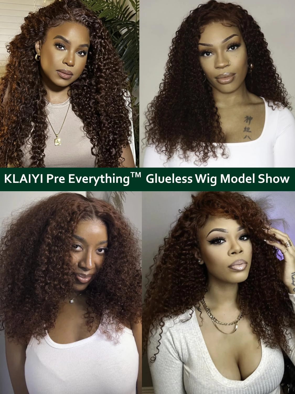 KLAIYI Pre Everything 13x4 Glueless Lace Frontal Wig Human Hair Bye Bye Knots Pre Cut HD Lace Reddish Brown Curly Wigs Pre Bleached Pre Plucked Put on and Go Wig 30S Easy to Wear Water Wave Wig 18inch