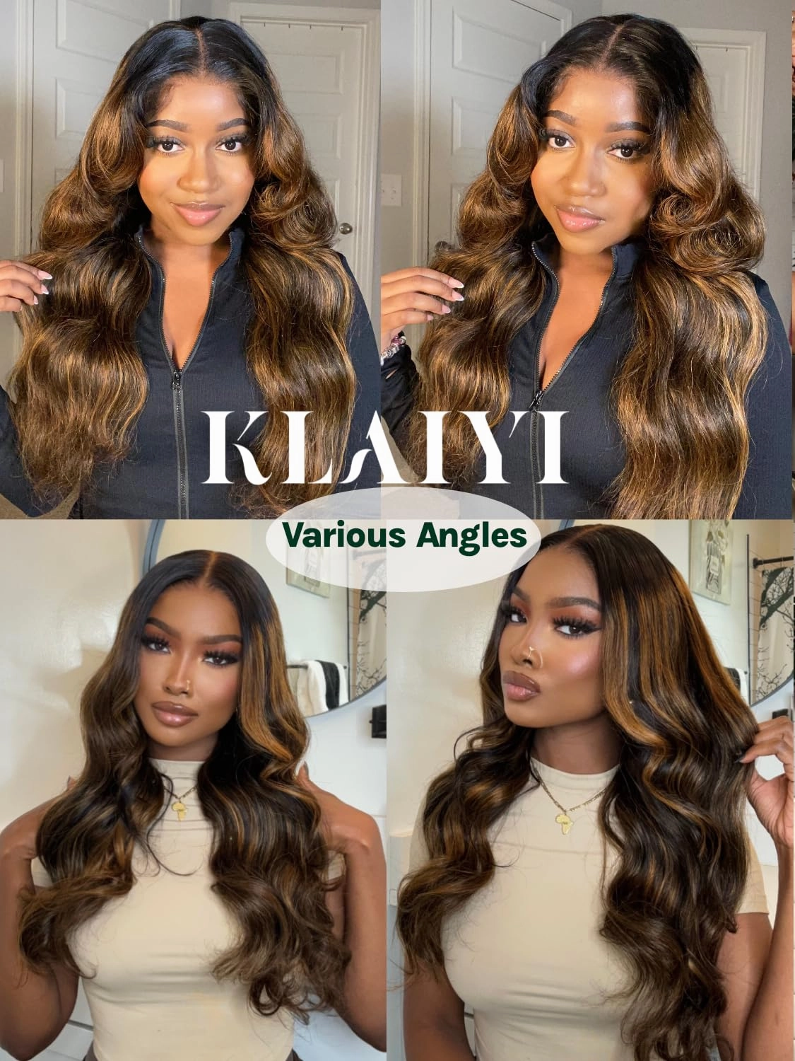 KLAIYI Pre Everything 13x4 Glueless Wig Ombre Brown Body Wave Pre Cut Lace Front Wigs Human Hair Pre Plucked Pre Bleached Wear and Go Wig with Dark Roots 12A Highlight Balayage 3S Ready To Wear 18Inch