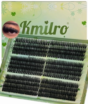 Kmilro Fluffy Lash Clusters 14-20mm Volume Cluster Eyelash Extensions D Curl Thick Eyelash Clusters 480pcs Waterproof Wispy Individual Lashes Soft False Eyelashes DIY Lash Extension (150D 180D 200D)