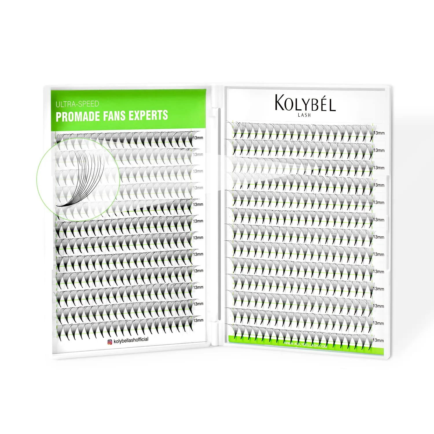 Kolybel 500 Pieces Premade False Eyelash Extensions, Black, Soft and Light, Mixed Length Tray, Handmade Volume, C/D Curl, Pointed Thin Base, 10D, 0.05-C-12MM