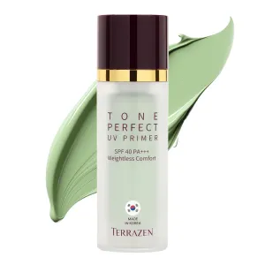 Korean Face Primer 30ml - Green Tinted Cream for Redness & Sensitive Skin - SPF40 - Color Correcting, Moisturizing Anti Redness Makeup Base, Primer for Face Before Makeup with Aloe