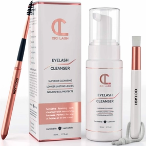 Korean Lash Shampoo Foaming Cleanser & Brush (150ml) | Gentle Foam Wash For Eyelash Extensions | Paraben & Sulfate Free | Eyelid Wash & Makeup/Oil Remover | For Home Care & Beauty Salon Supplies
