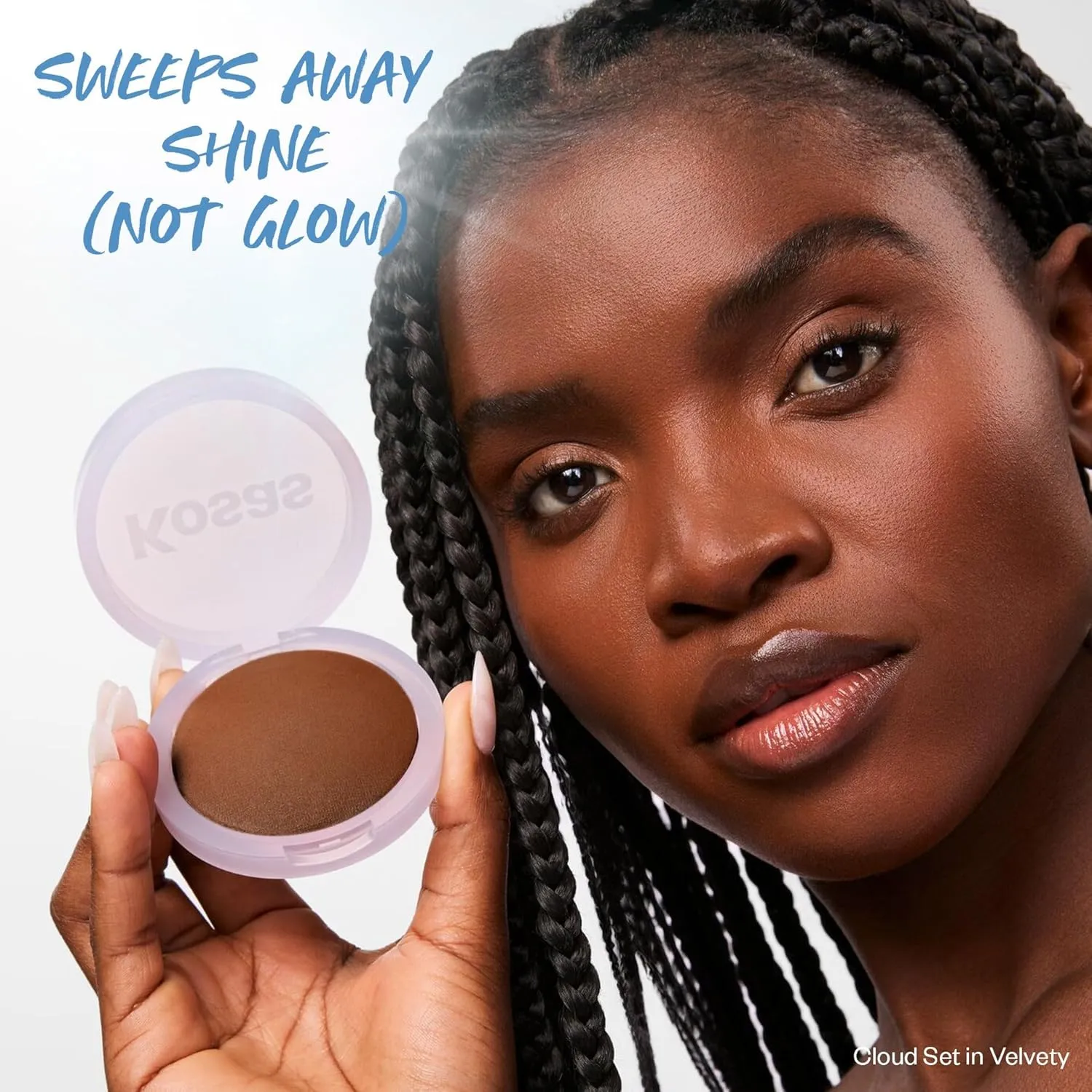 Kosas Cloud Set Face Setting Powder - Smoothing Shine Control, Soft, Sheer Translucent Makeup Finish, Portable & Long-Lasting Loose Pressed Baking Powder - Velvety (Sheer Deep)