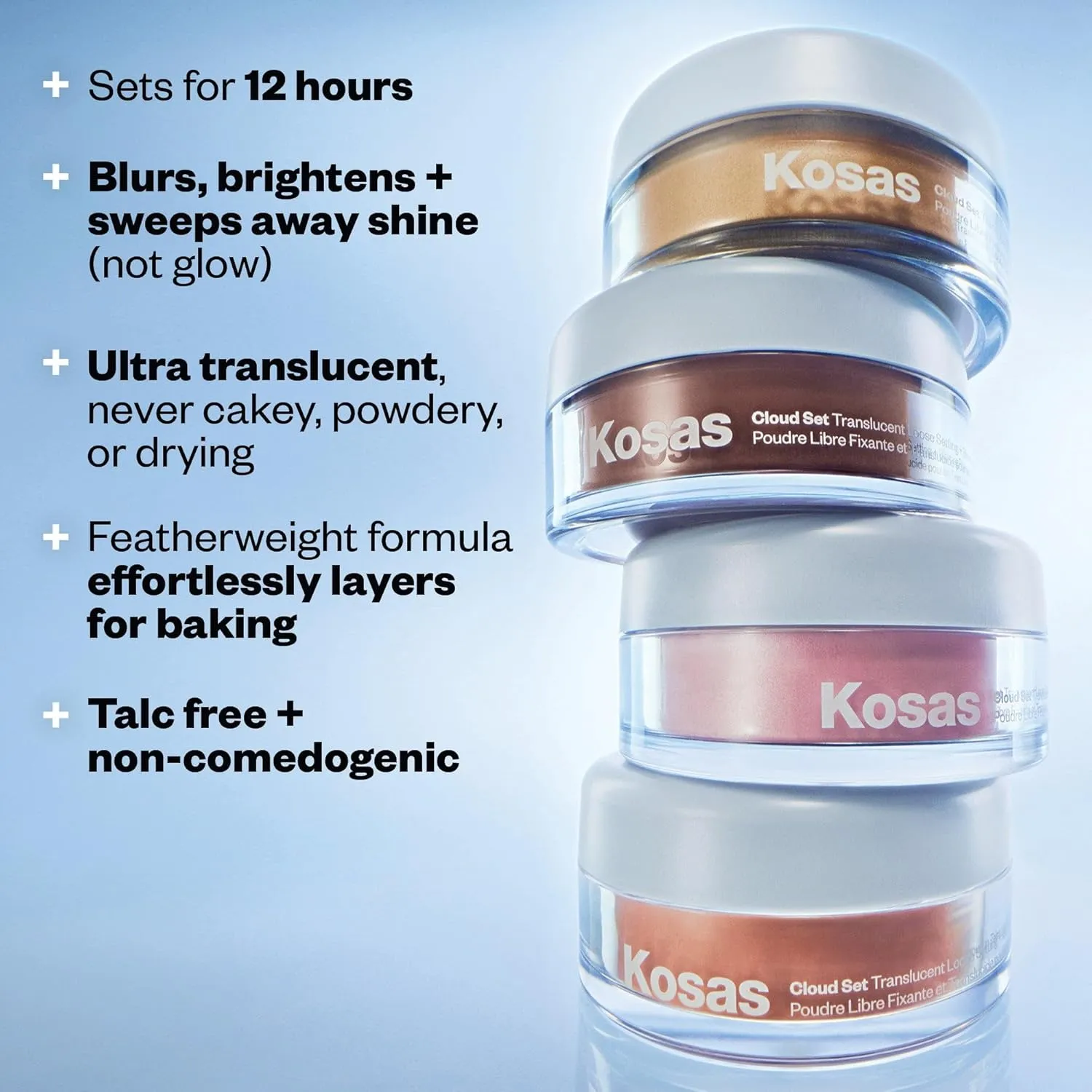 Kosas Cloud Set Loose Powder – Translucent Setting   Blurring Talc-Free Face Powder in Translucent - Peachy (Ultra Sheer Peach)