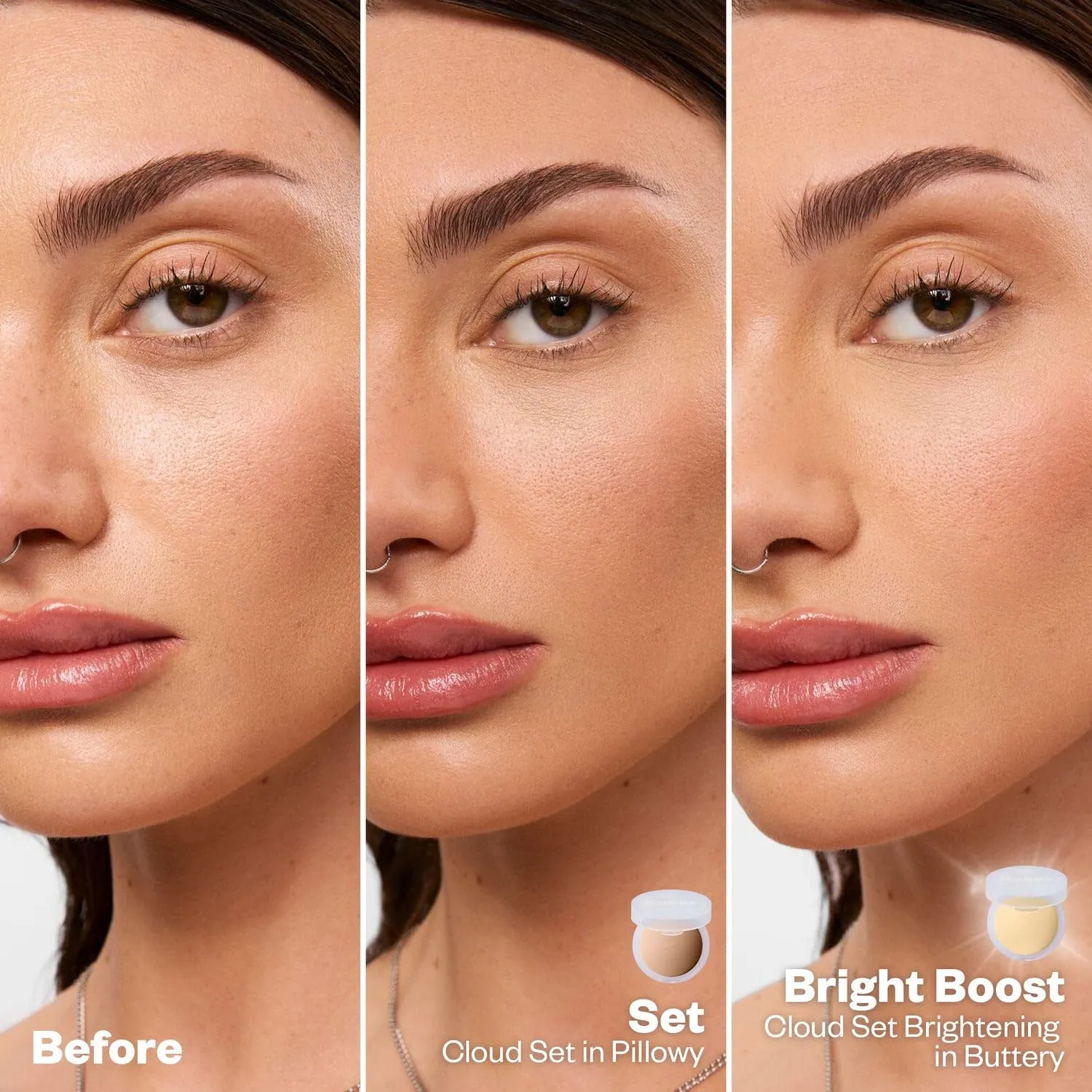 Kosas Mini Cloud Set Face Setting Powder - Smoothing Shine Control, Soft, Sheer Translucent Makeup Finish, Portable & Long-Lasting Loose Pressed Baking Powder - Pillowy (Sheer Medium Tan)