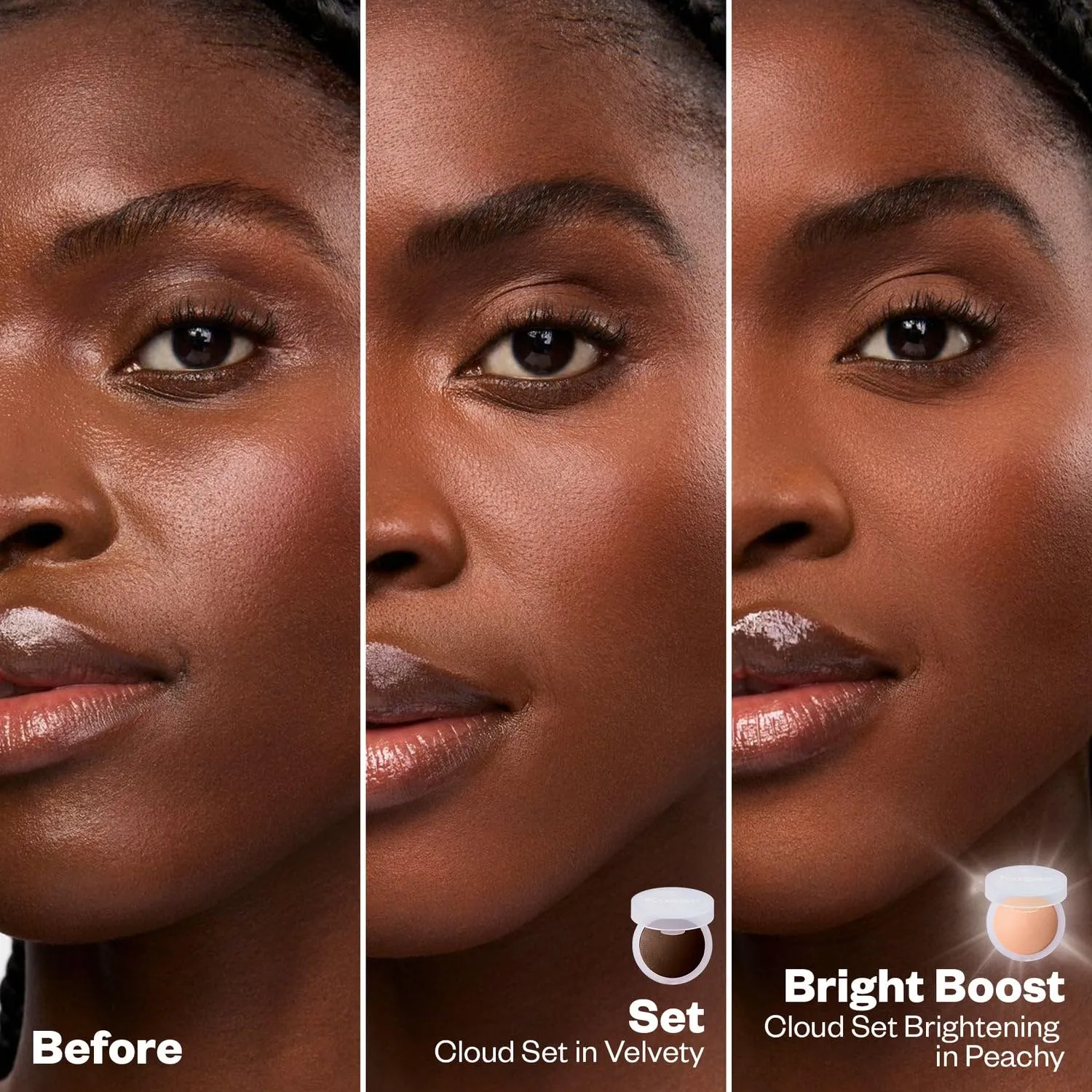 Kosas Mini Cloud Set Face Setting Powder - Smoothing Shine Control, Soft, Sheer Translucent Makeup Finish, Portable & Long-Lasting Loose Pressed Baking Powder - Silky (Sheer Tan Deep)