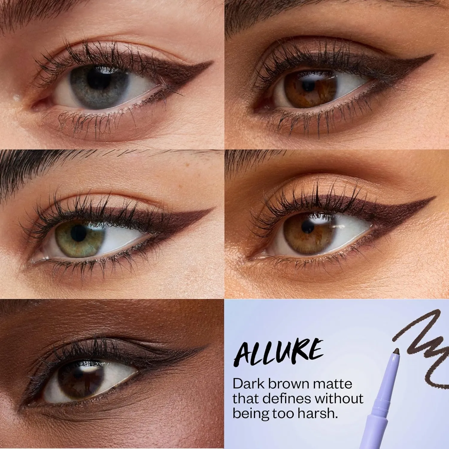 Kosas Soulgazer Gel Eyeliner (Allure) - Waterproof, Smudge-Proof Pen with Hyaluronic Acid - Retractable Eyeliner Pencil with Sharpener & Smudger, Long-Lasting - Dark Brown Matte