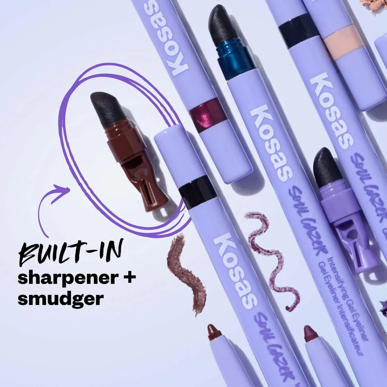 Kosas Soulgazer Gel Eyeliner (Depth) - Waterproof, Smudge-Proof Pen with Hyaluronic Acid - Retractable Eyeliner Pencil with Sharpener & Smudger, Long-Lasting - Warm Brown Matte