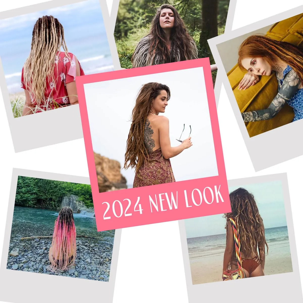 KRALER 24 Inch Mixed SE Dreadlock Extensions Sets, 3 in 1 20 Strands Synthetic Single Ended Dreads Extensions, Ombre Brown Hippie Dreads Style for Girls