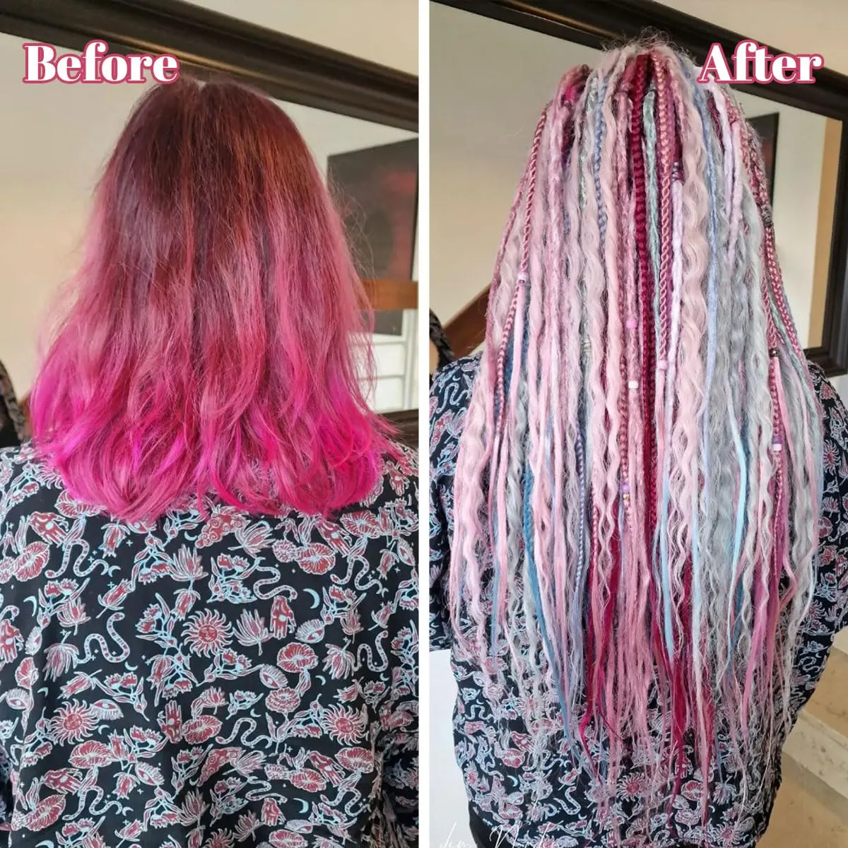 KRALER 24 Inch Mixed SE Dreadlock Extensions Sets, 3 in 1 20 Strands Synthetic Single Ended Dreads Extensions, Ombre Brown Hippie Dreads Style for Girls
