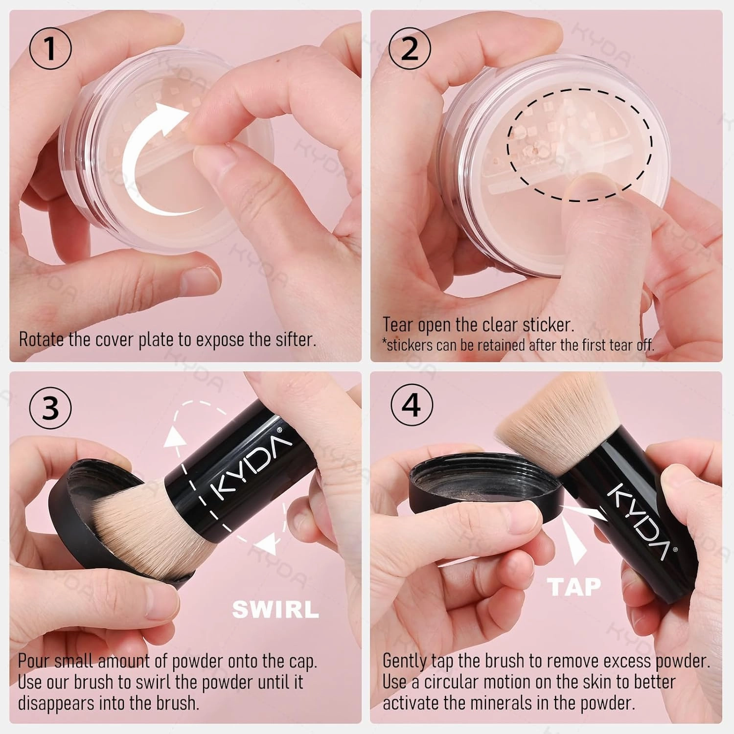 KYDA Mineral Loose Setting Powder, SPF 35, Translucent Loose Mineral Powder with Brush, Sheer Glow Finish, Weightless Oil Free Setting Makeup, Veil Translucent, 0.28 oz