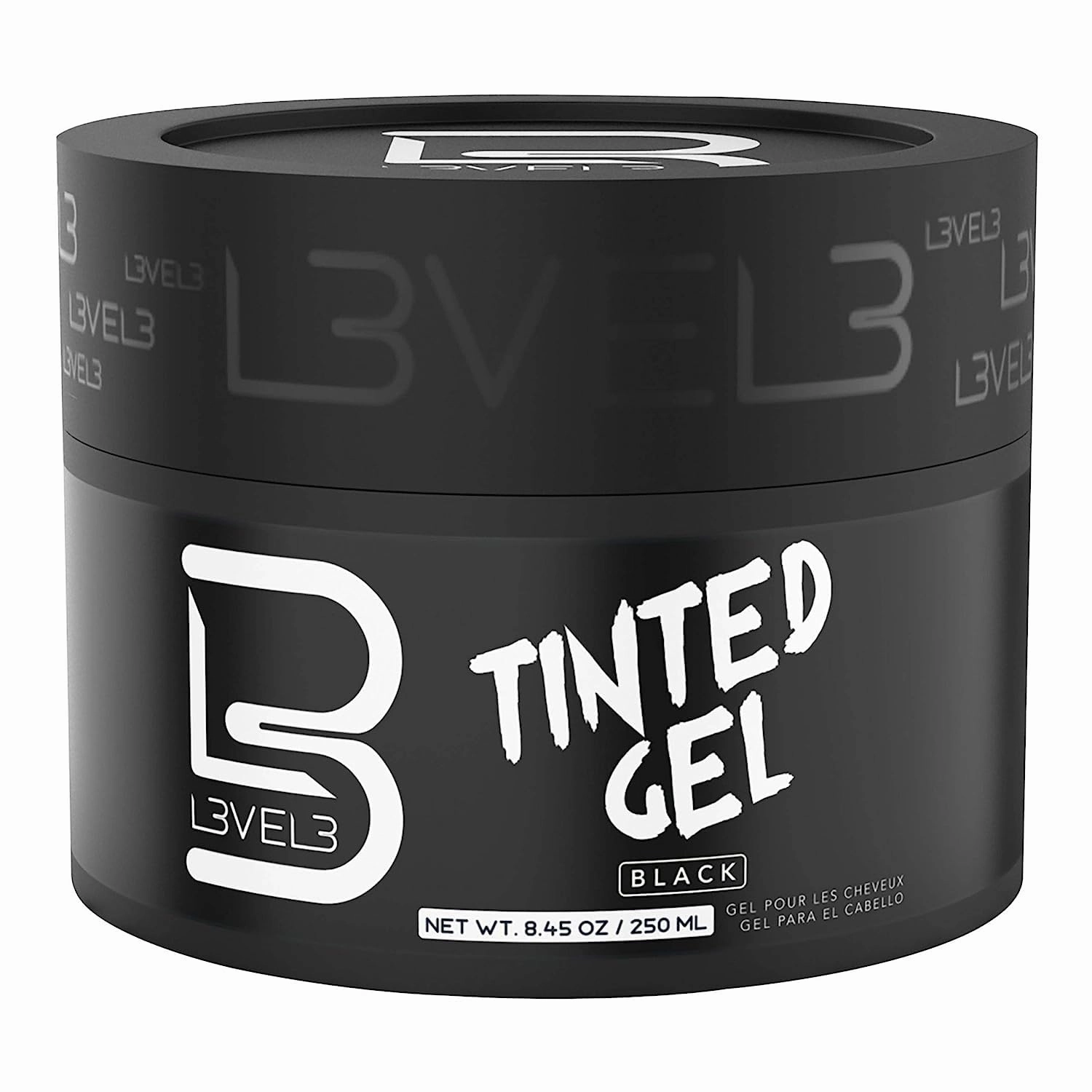 L3 Level 3 Tinted Gel Black - Temporary Black Hair Gel For Hair No Flaking and Rinses Out Easily - Level Three Strong Hold Formula