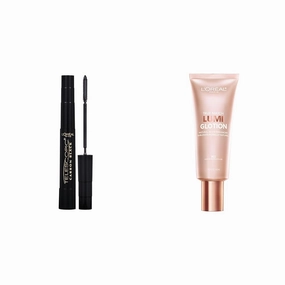 L'Oreal Paris Makeup Telescopic Mascara (0.27 Fl Oz) and Lumi Glotion Highlighter (1.35 Ounces) Beauty Bundle