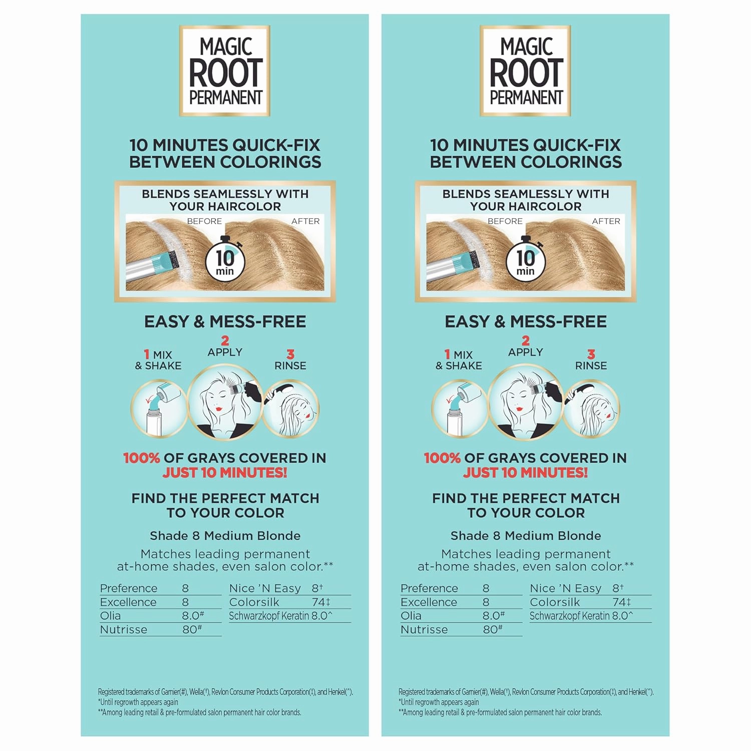 L’Oréal Paris Magic Root Permanent Hair Color, 10 Minute Hair Dye Kit to Rescue Roots with 100% Gray Hair Coverage, 8 Medium Blonde, 2 Pack (Packaging May Vary)