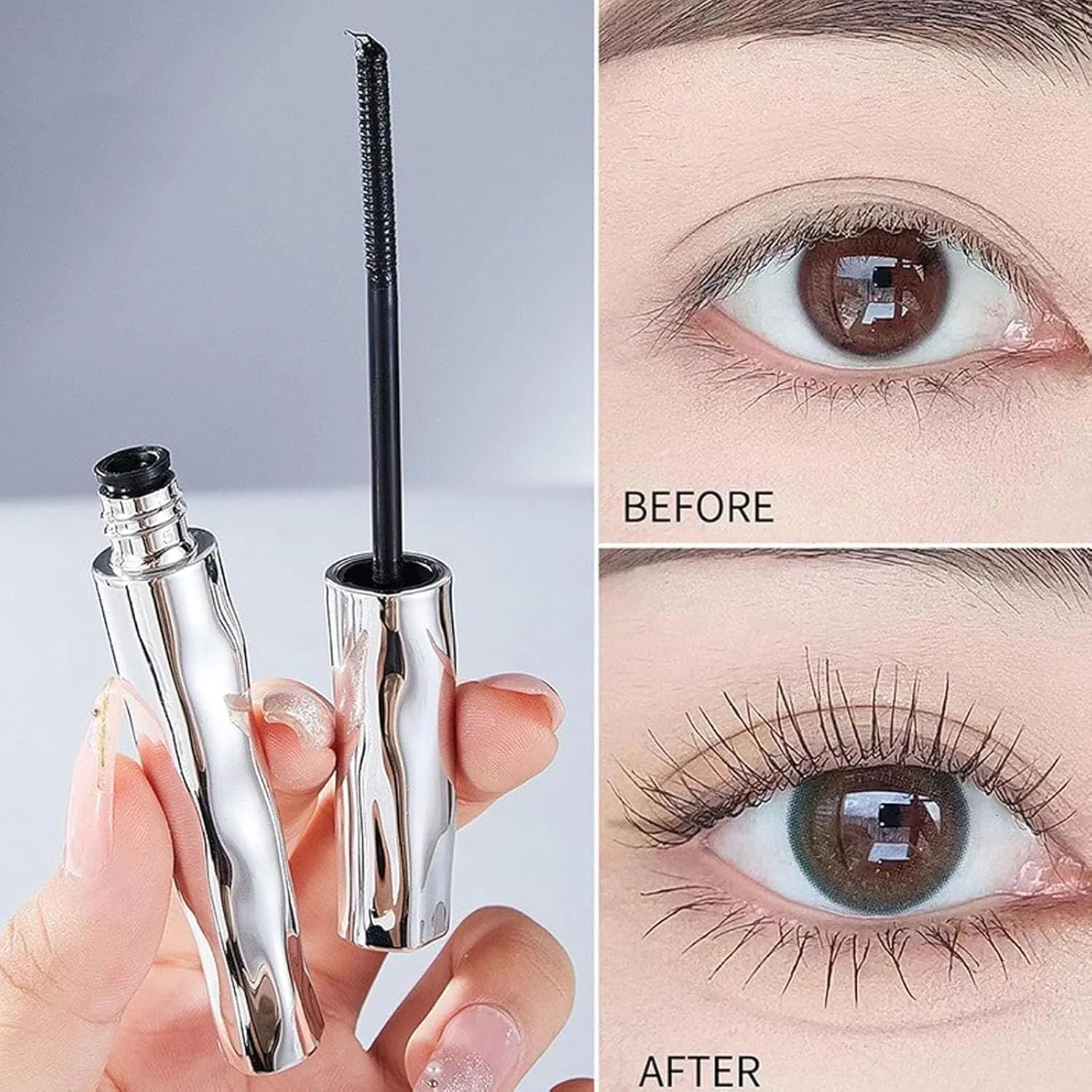 Laidanyou Small Steel Tube Mascara, 2025 New Telescopic Waterproof Carbon Black Mascara for Older Women 60 Plus, Eyelash Primer Before Mascara, Long-Lasting, Volume and Length (3Pcs, 1)